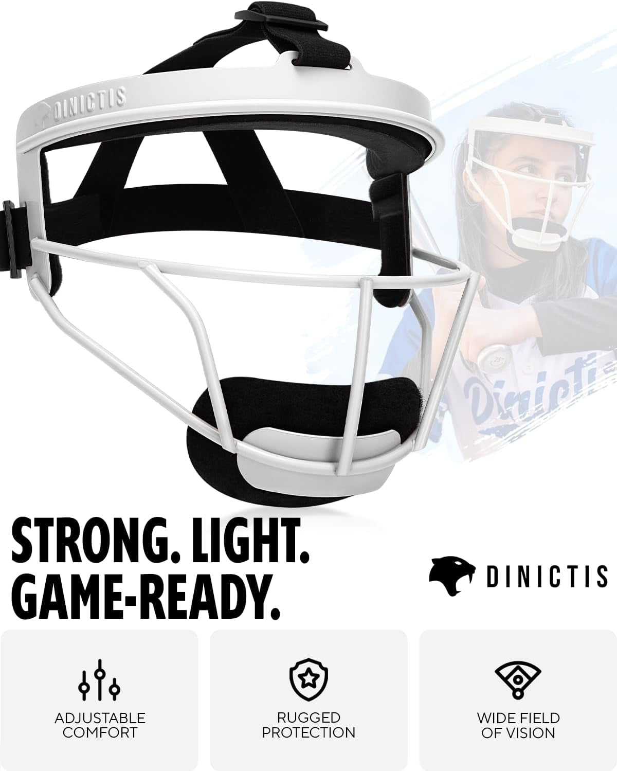 Softball Face Mask, Lightweight, Comfortable, with Wide Field Vision, Durable and Safe Face Guards, Premium Protective Softball Fielder'S Mask