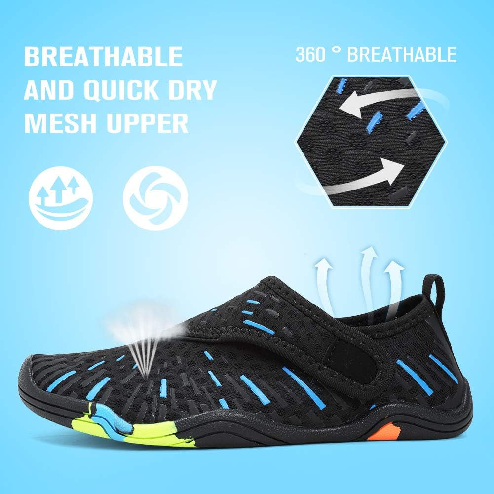Kids' Lightweight Water Shoes with Comfortable Sole for Easy Walking - Slip-On Aqua Socks (Toddler/Little Kid/Big Kid)