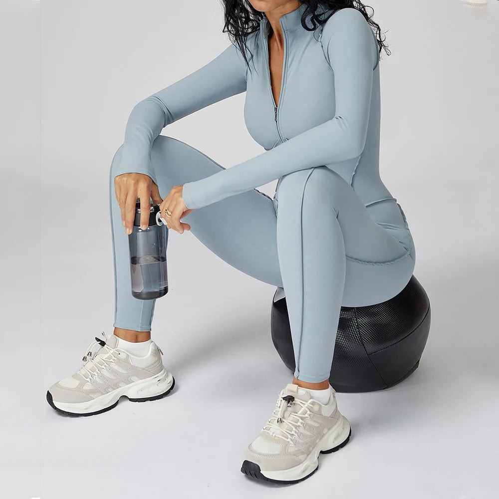 Zipper Yoga Jumpsuit – Women’s Activewear Bodysuit