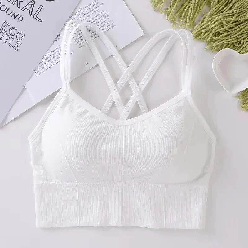 Women’s Cross Back Sports Bra – Push Up Yoga & Running Bra