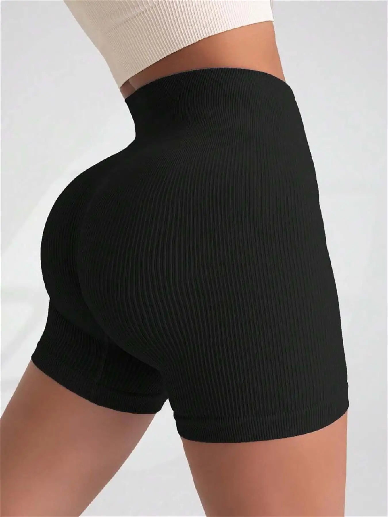 High Waist Yoga Shorts – Women’s Ribbed Workout & Gym Shorts