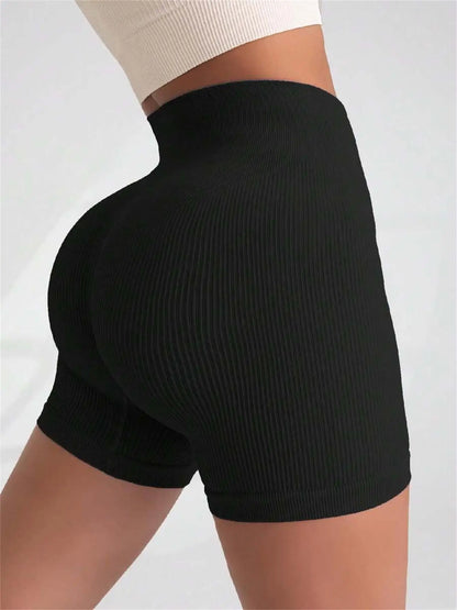 High Waist Yoga Shorts – Women’s Ribbed Workout & Gym Shorts