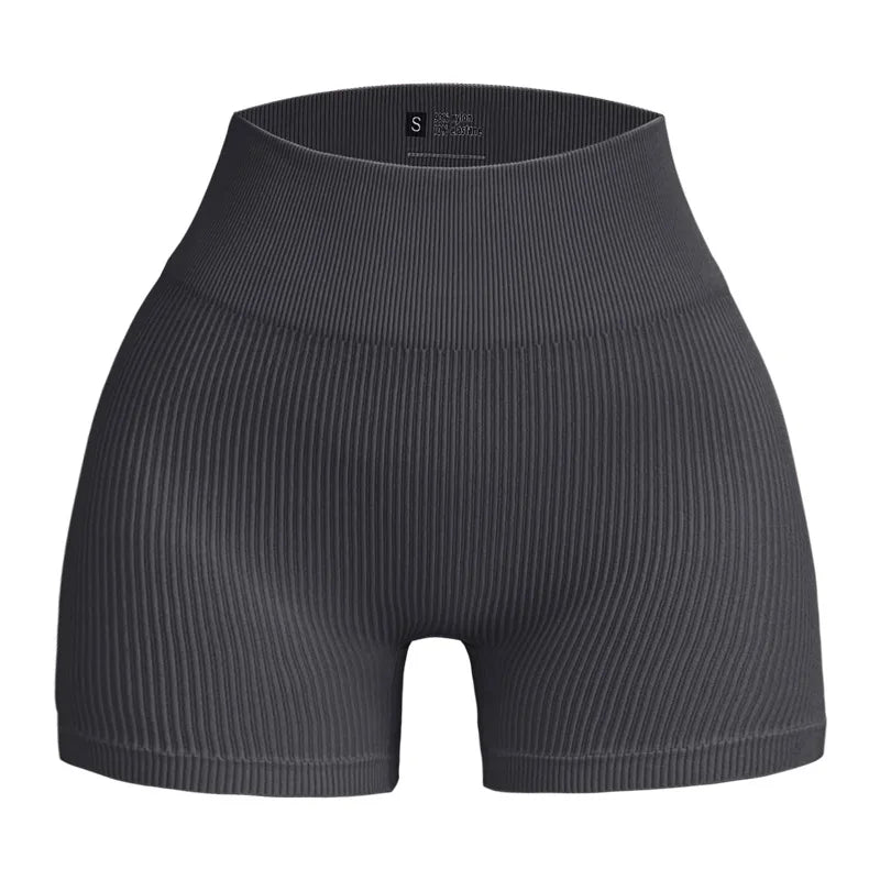 High Waist Yoga Shorts – Women’s Ribbed Workout & Gym Shorts