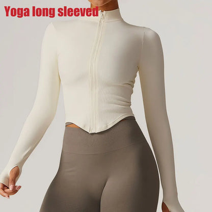 Women’s Gym Crop Top Jacket – Breathable Workout Shirt