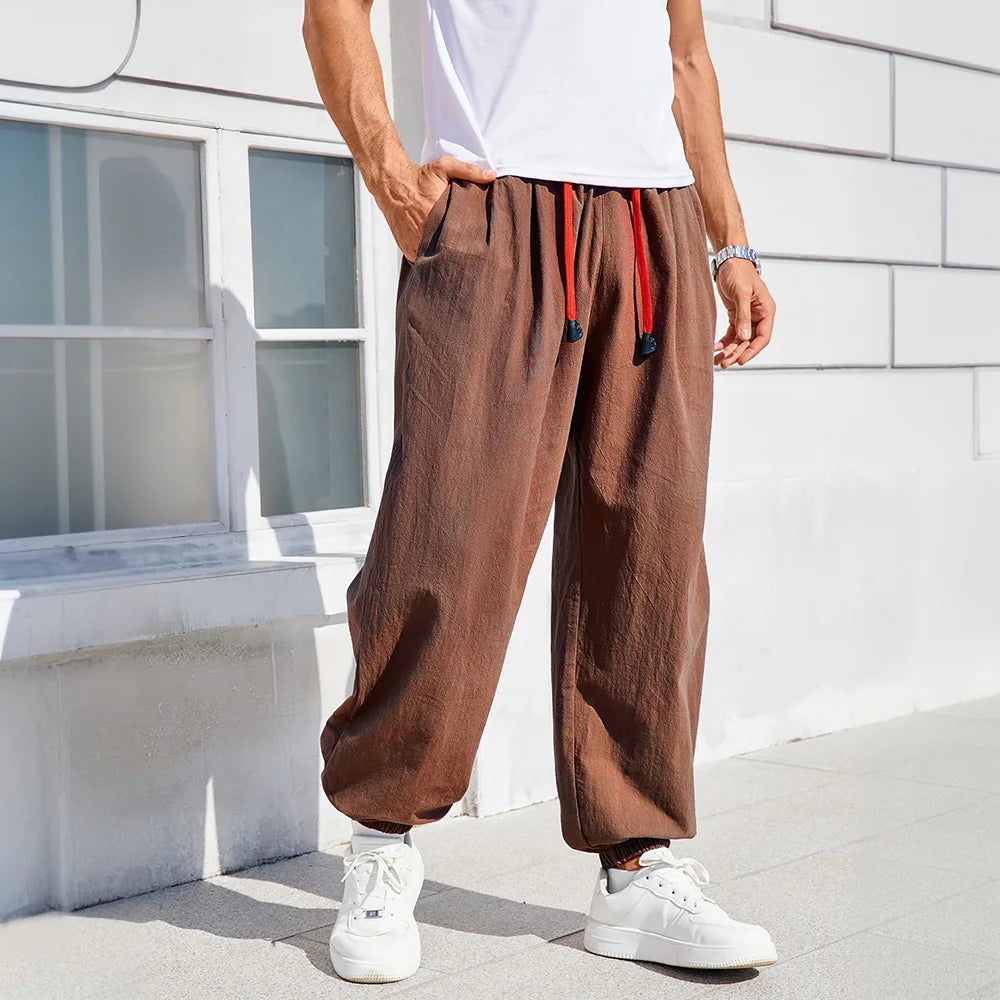 Men’s Cotton Linen Harem Pants – Loose Fit Casual Joggers