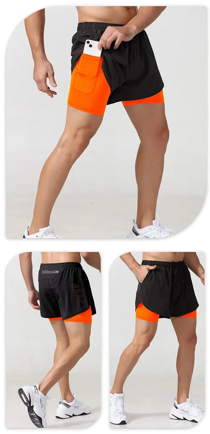 Men’s 2-in-1 Gym Shorts – Quick-Dry Fitness Running Shorts