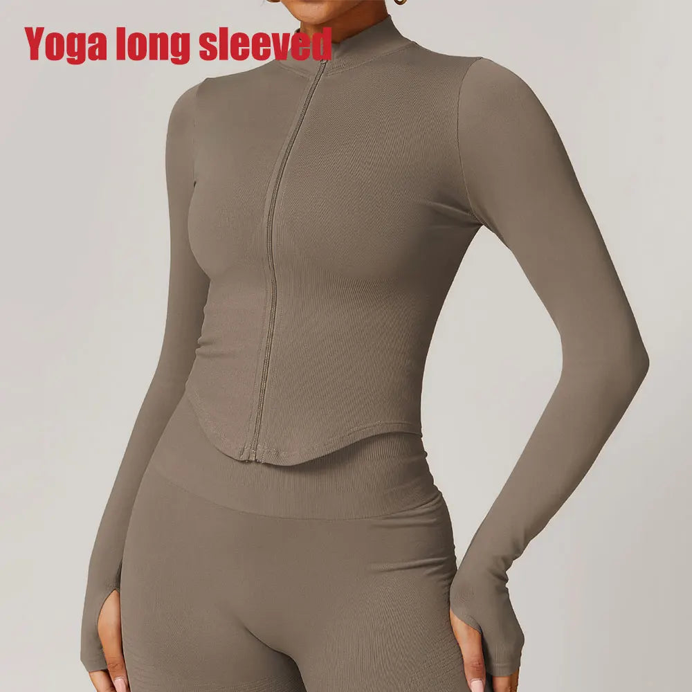Women’s Gym Crop Top Jacket – Breathable Workout Shirt