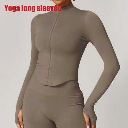 Women’s Gym Crop Top Jacket – Breathable Workout Shirt