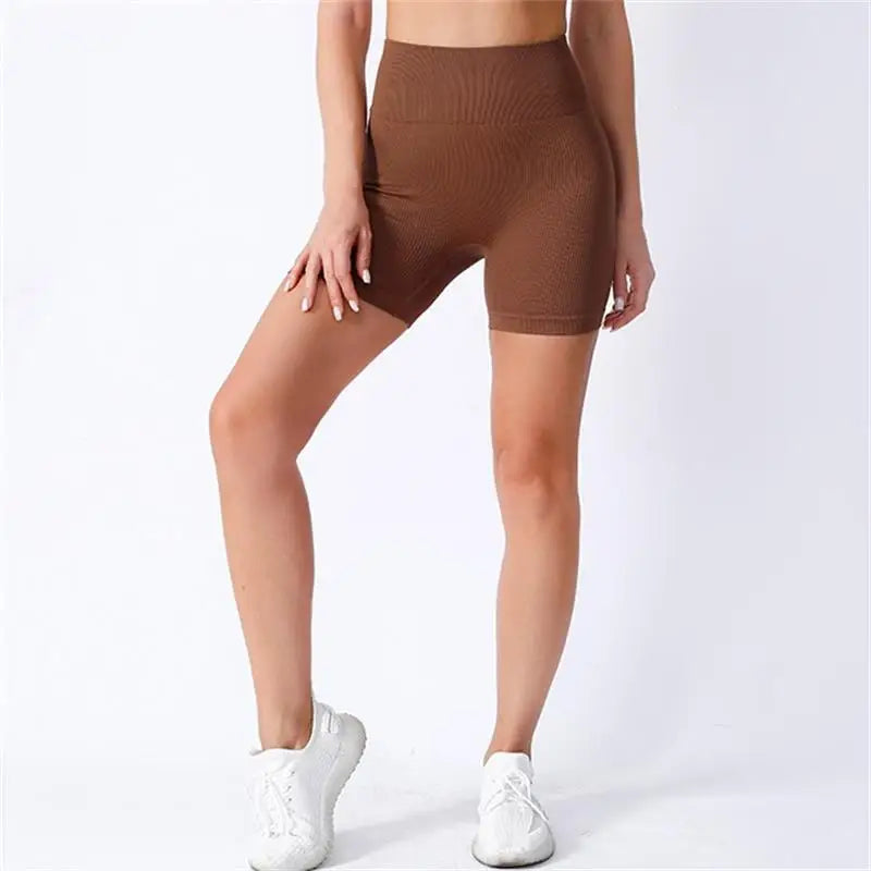 High Waist Yoga Shorts – Women’s Ribbed Workout & Gym Shorts