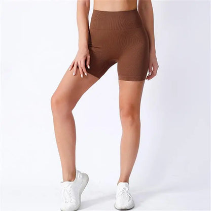 High Waist Yoga Shorts – Women’s Ribbed Workout & Gym Shorts