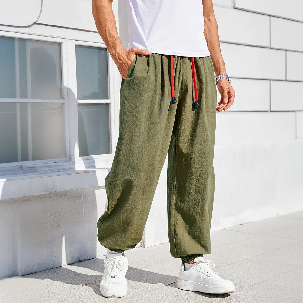 Men’s Cotton Linen Harem Pants – Loose Fit Casual Joggers