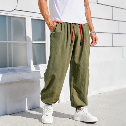 Men’s Cotton Linen Harem Pants – Loose Fit Casual Joggers