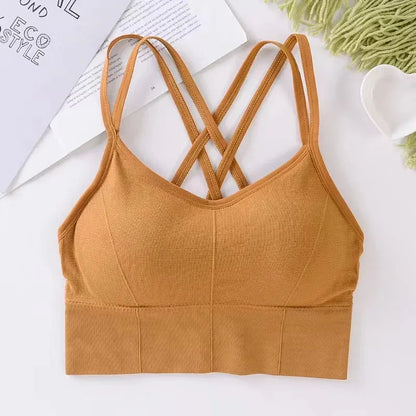 Women’s Cross Back Sports Bra – Push Up Yoga & Running Bra