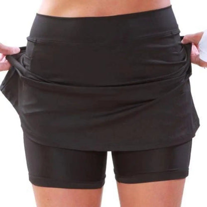 High Waist Tennis Skirt Shorts – Breathable Sports Skort with Pockets