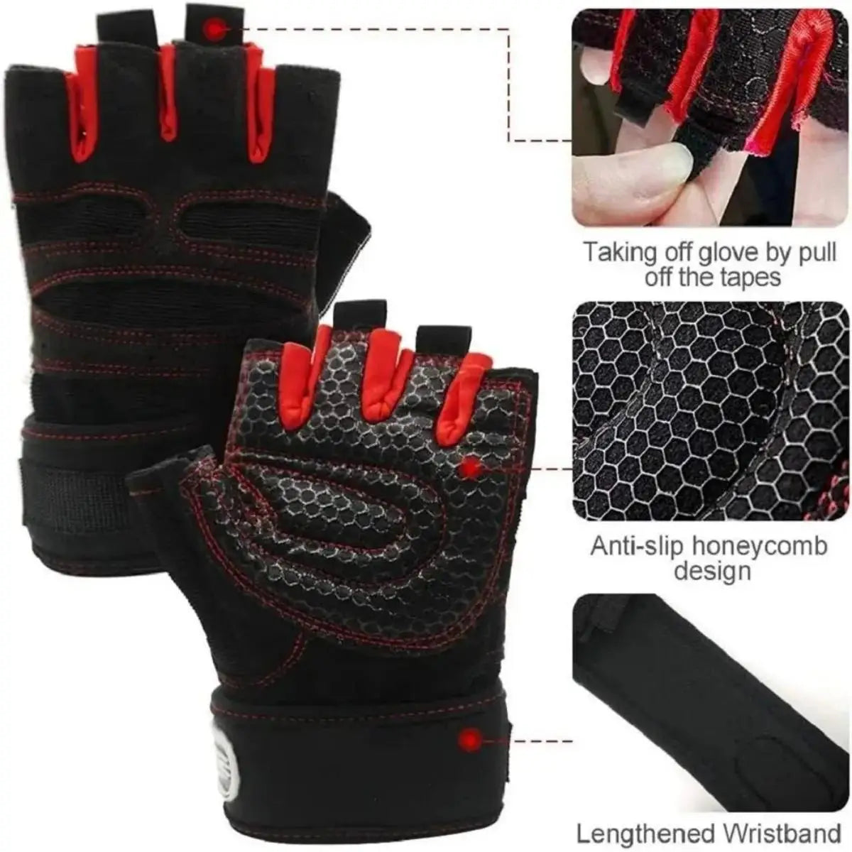 Fitness Gym Gloves with Wrist Support – Men & Women