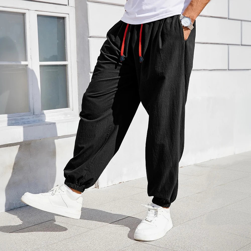 Men’s Cotton Linen Harem Pants – Loose Fit Casual Joggers