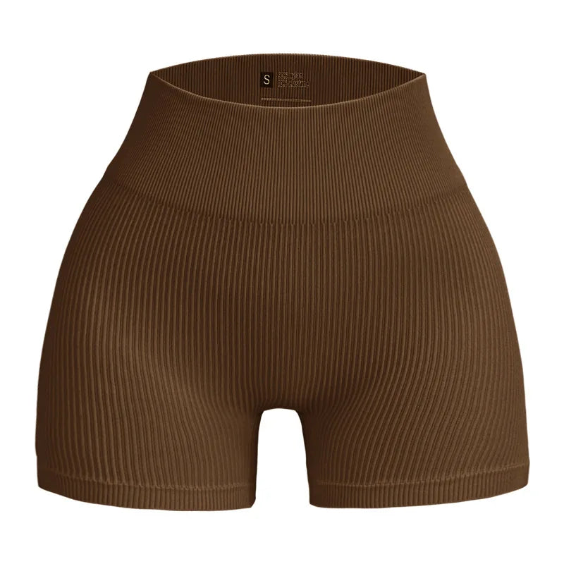 High Waist Yoga Shorts – Women’s Ribbed Workout & Gym Shorts