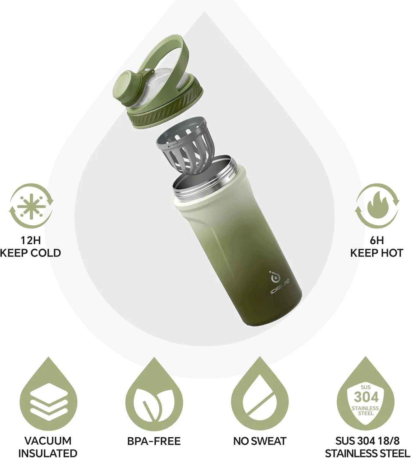 Ideus Insulated Shaker Bottle – 700ml Stainless Steel Sports Cup