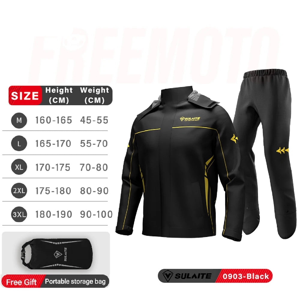 2-Piece Waterproof Motorcycle Rainwear For Mens & Womens