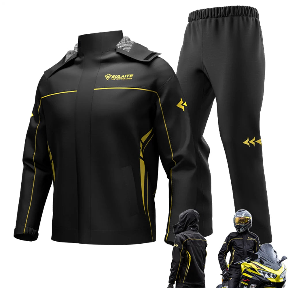 2-Piece Waterproof Motorcycle Rainwear For Mens & Womens