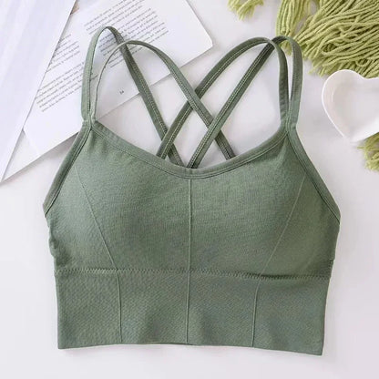 Women’s Cross Back Sports Bra – Push Up Yoga & Running Bra