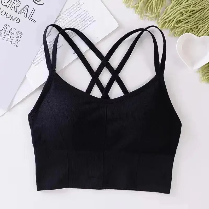 Women’s Cross Back Sports Bra – Push Up Yoga & Running Bra