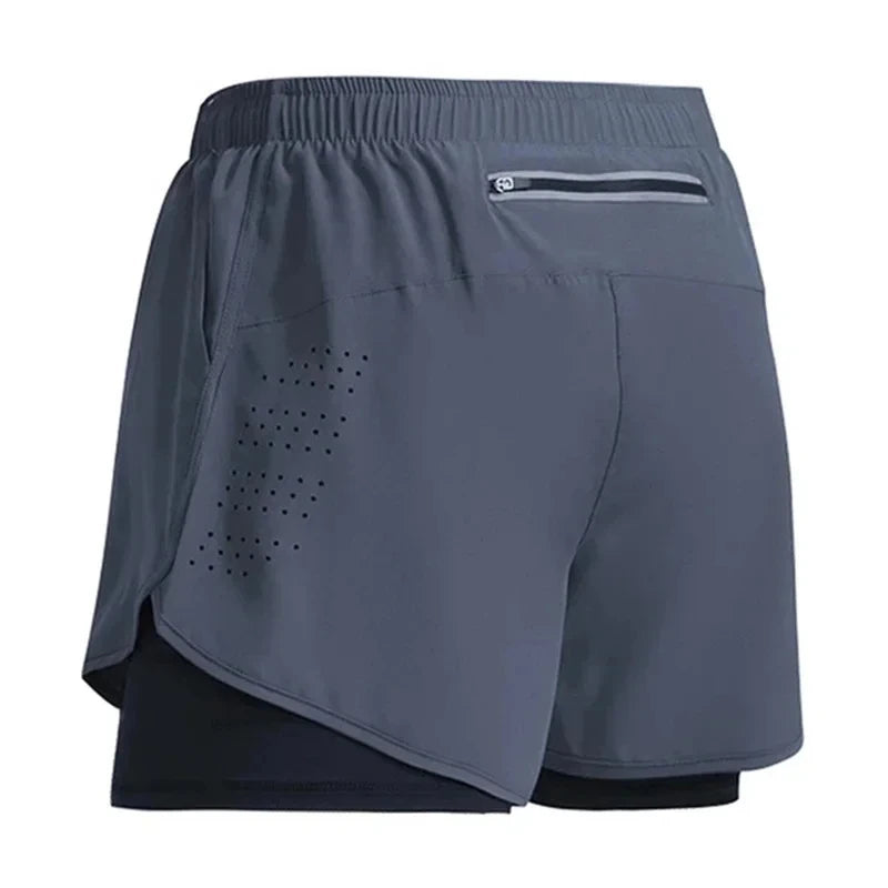 Men’s 2-in-1 Gym Shorts – Quick-Dry Fitness Running Shorts