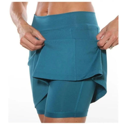 High Waist Tennis Skirt Shorts – Breathable Sports Skort with Pockets