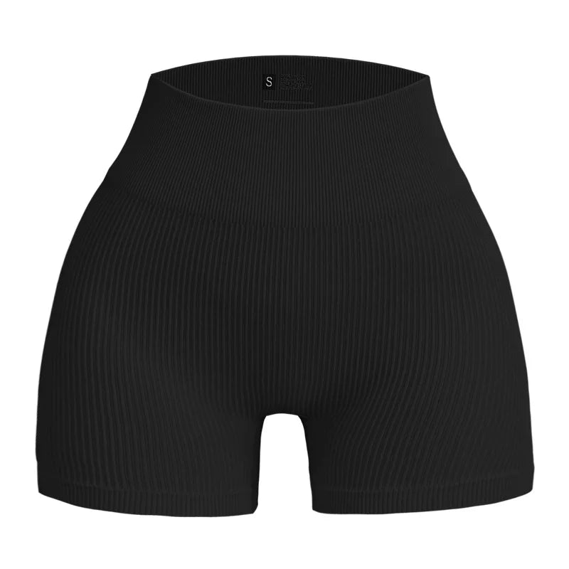 High Waist Yoga Shorts – Women’s Ribbed Workout & Gym Shorts