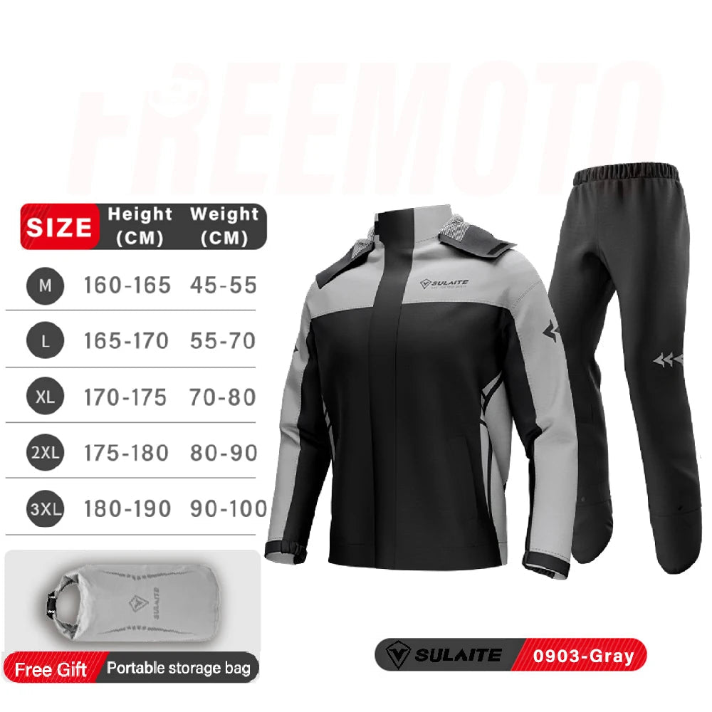 2-Piece Waterproof Motorcycle Rainwear For Mens & Womens