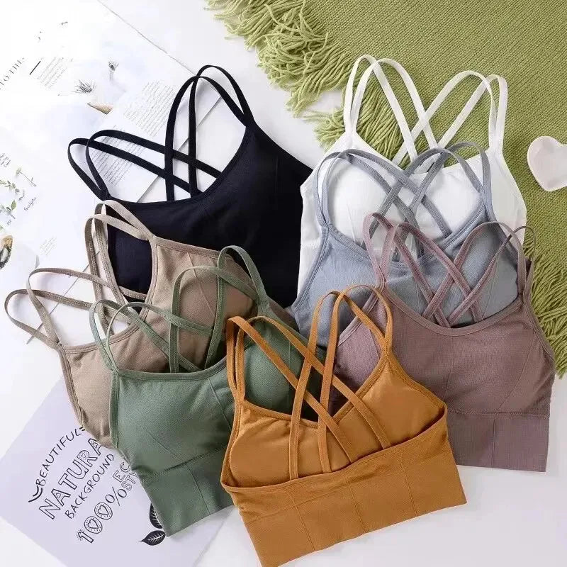 Women’s Cross Back Sports Bra – Push Up Yoga & Running Bra
