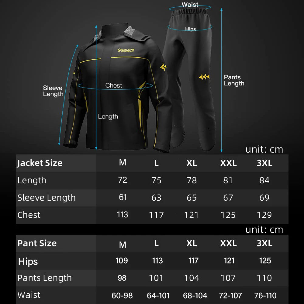 2-Piece Waterproof Motorcycle Rainwear For Mens & Womens