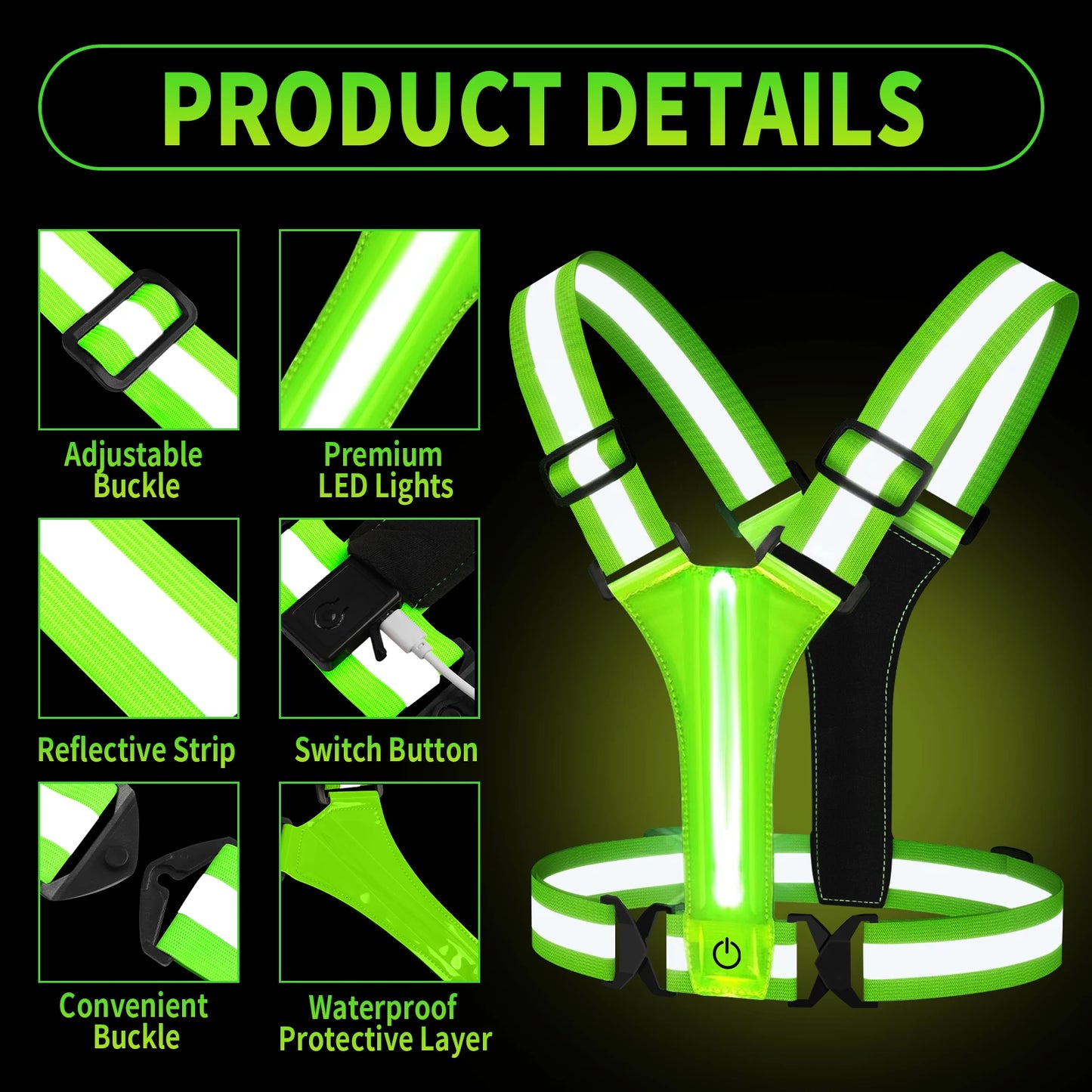 High-Visibility Reflective Vest – Night Walking & Cycling Safety