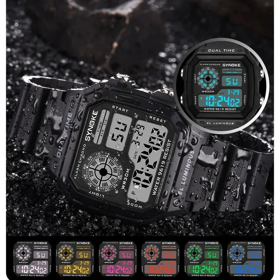 SYNOKE Digital Sports Watch – Waterproof LED Outdoor Wristwatch