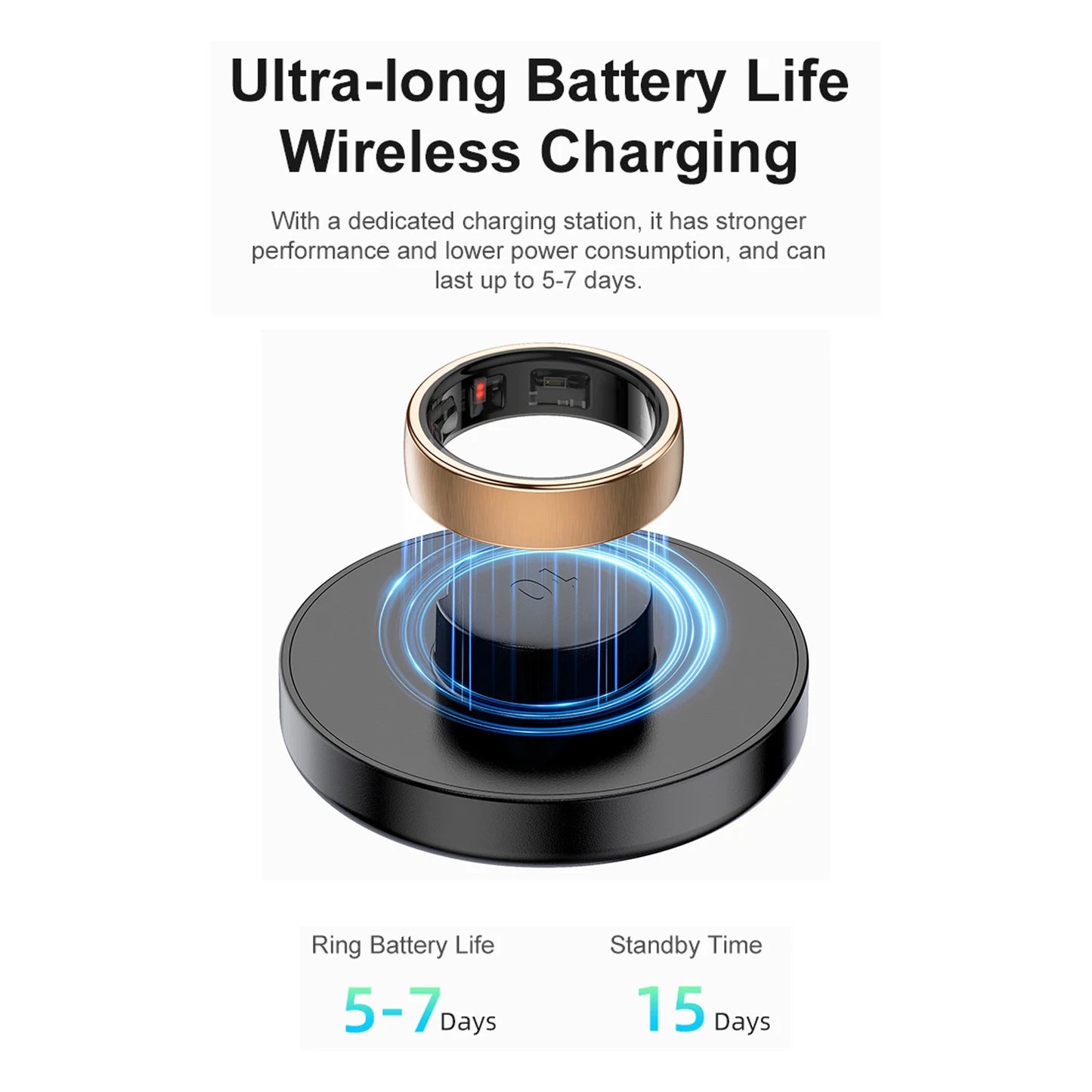 Smart Health Ring – Sleep, HR & Activity Tracking with Charging Dock (Unisex)