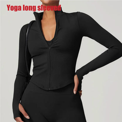 Women’s Gym Crop Top Jacket – Breathable Workout Shirt