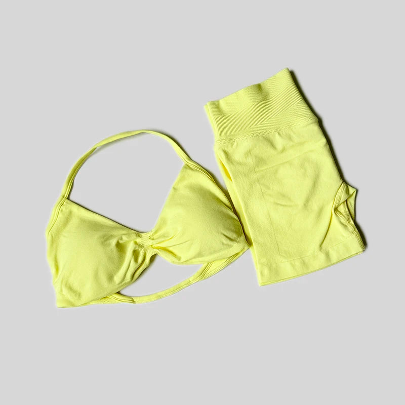 Seamless Fitness Set – High Waist Shorts & Tank Top