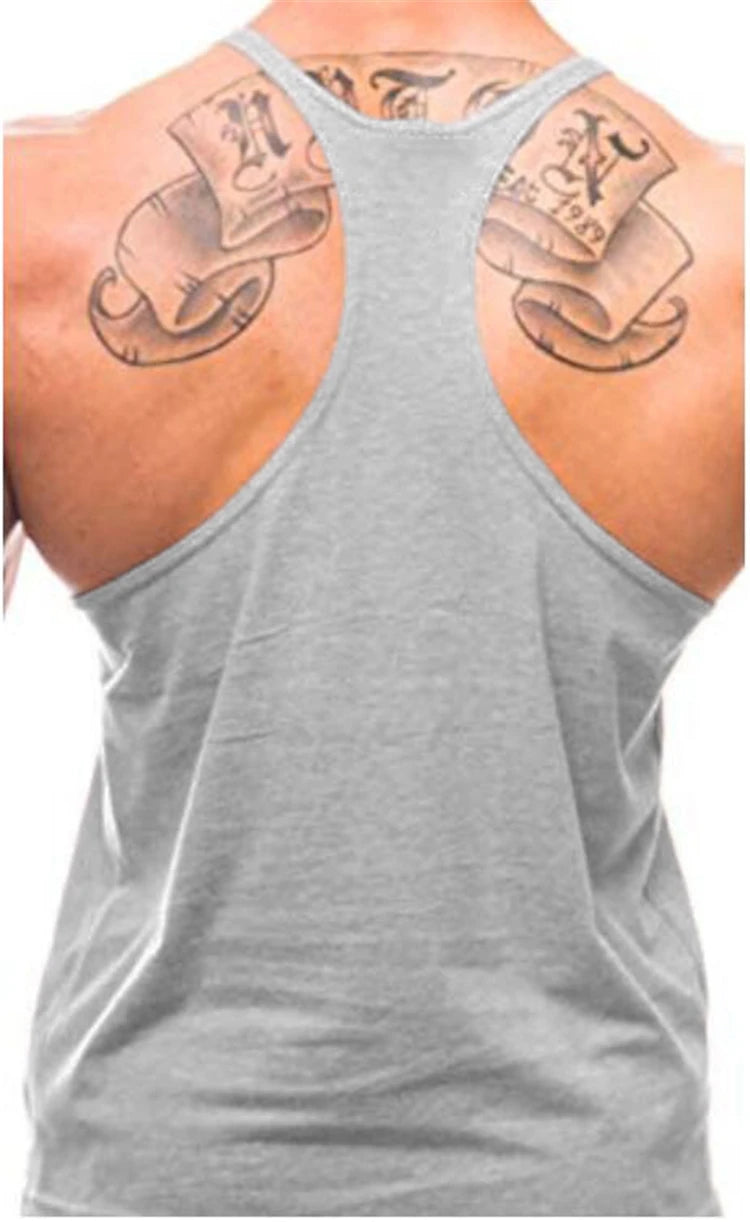 Men’s Gym Tank Top – Cotton Breathable Bodybuilding Vest (Y-Back)