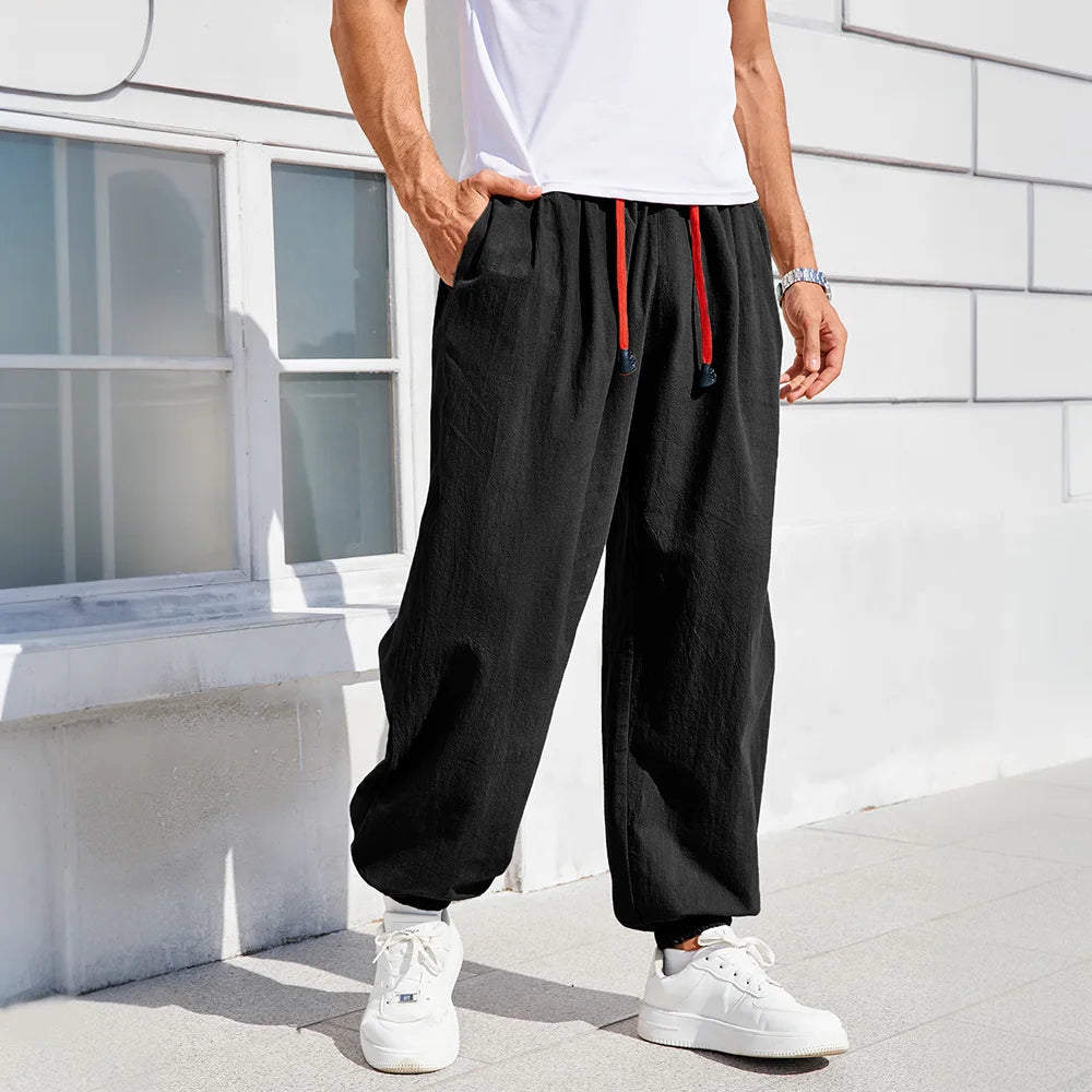 Men’s Cotton Linen Harem Pants – Loose Fit Casual Joggers