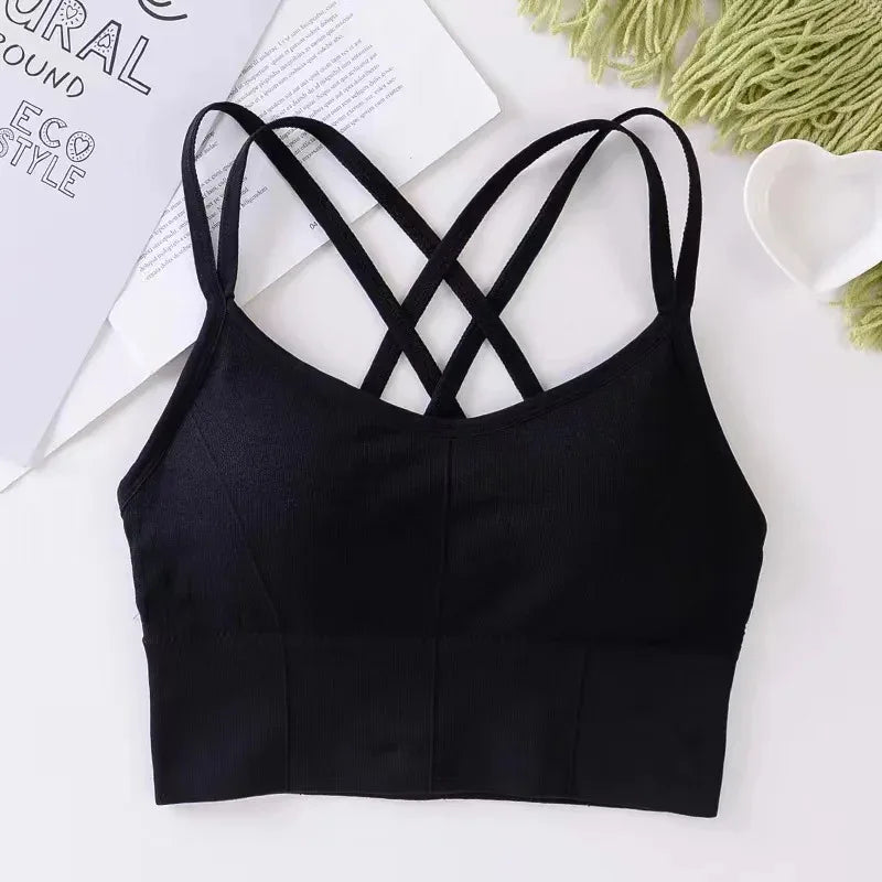 Women’s Cross Back Sports Bra – Push Up Yoga & Running Bra