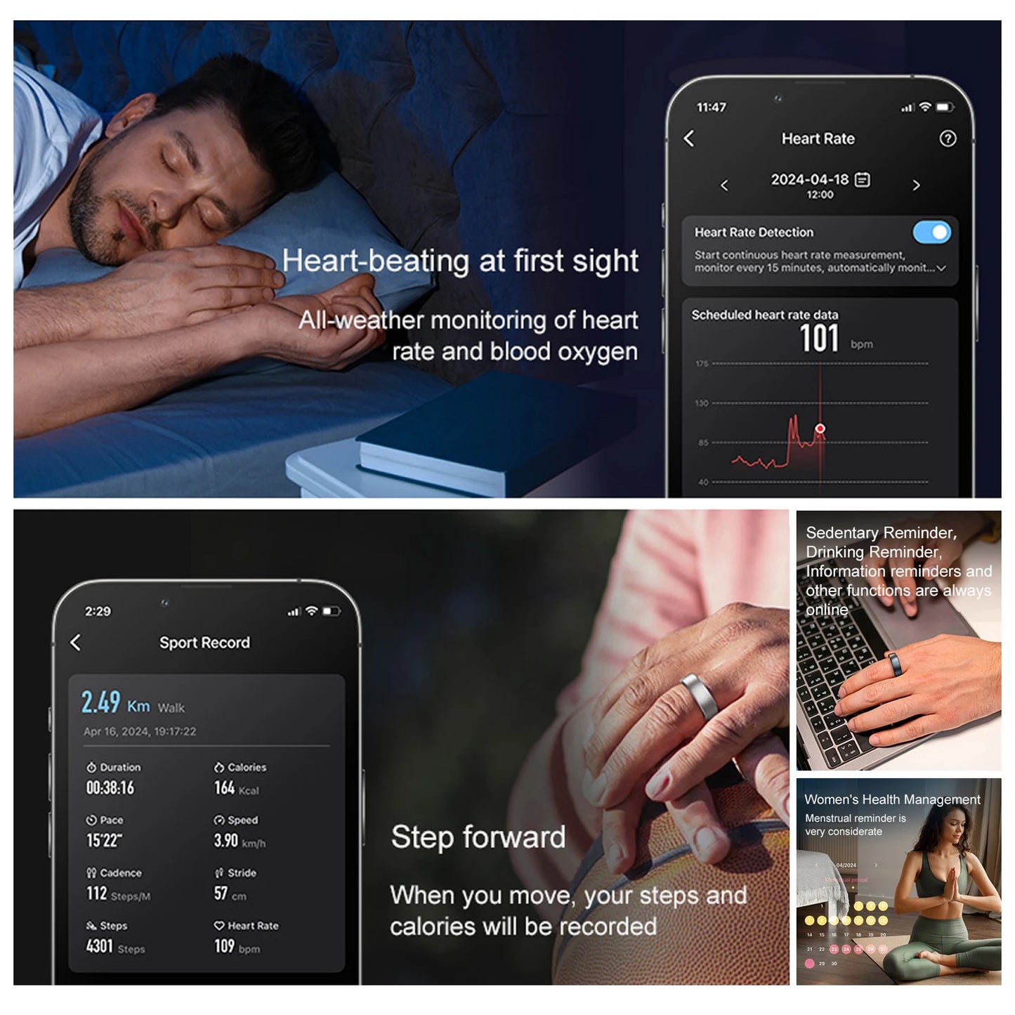Smart Health Ring – Sleep, HR & Activity Tracking with Charging Dock (Unisex)
