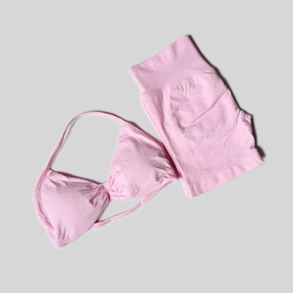 Seamless Fitness Set – High Waist Shorts & Tank Top